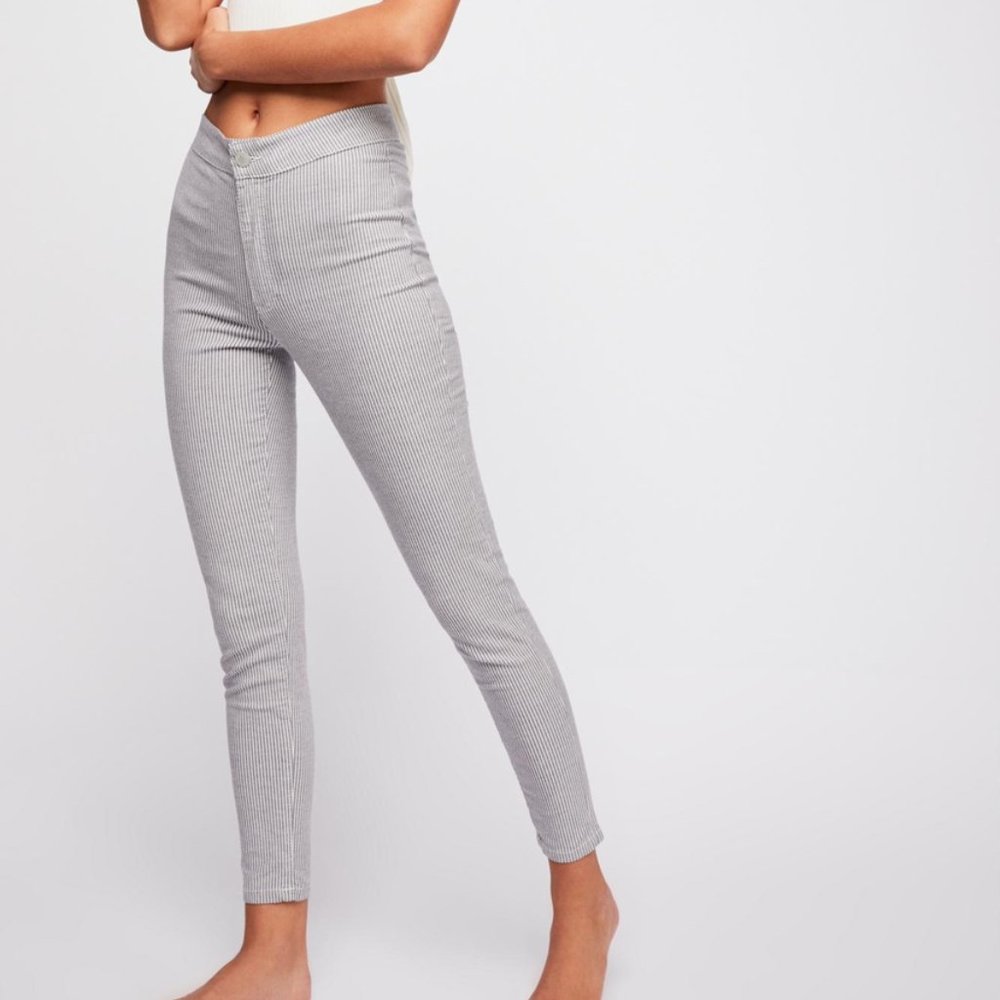 Free People Striped Ankle Skinny Pants